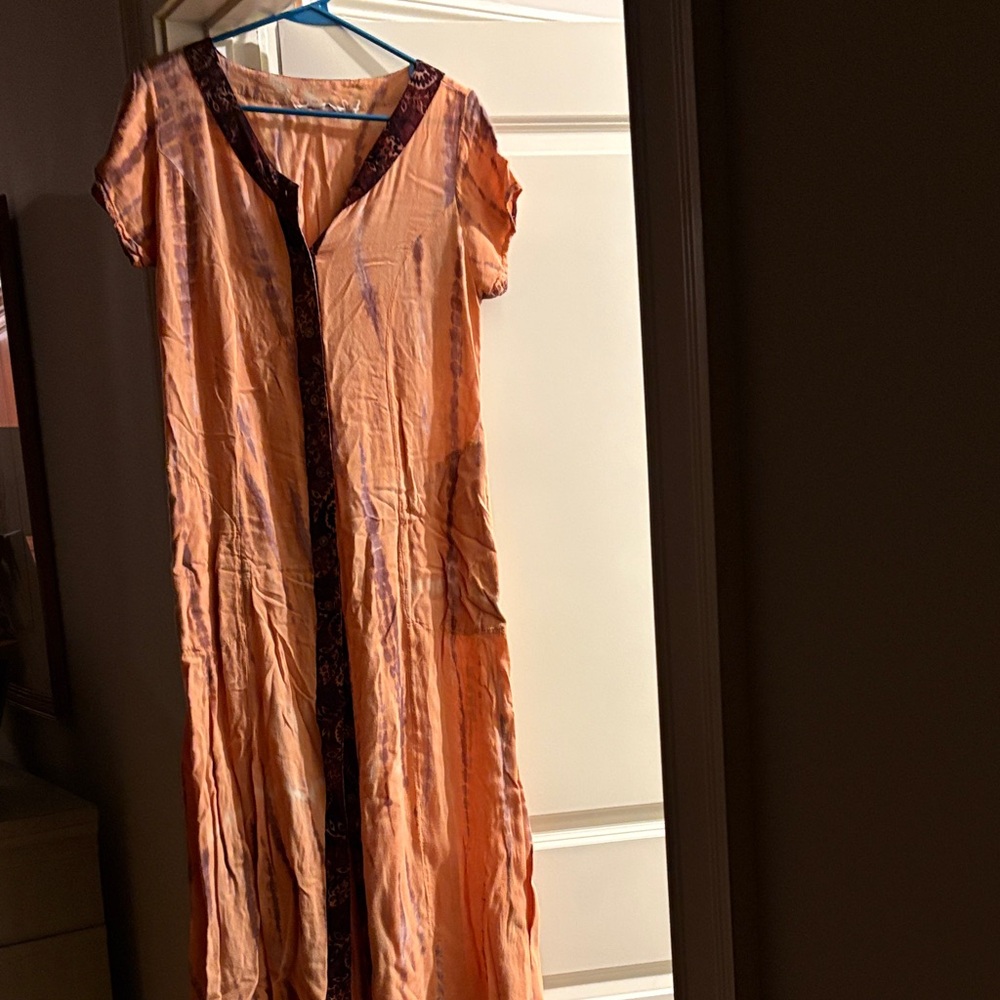 Soft Surroundings Orange and Purple Maxi Dress